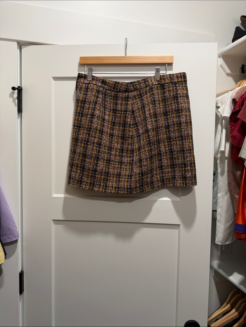 Greylin Brown Plaid Tweed Mini Skirt